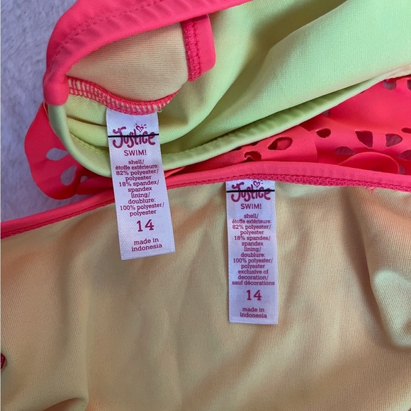 Justice Neon Pink and Yellow Bikini - Picture 7 of 7